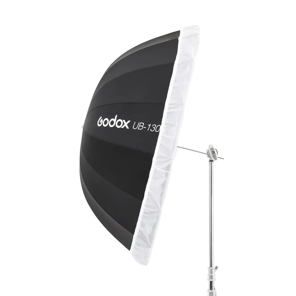 고독스 UB-130S 51인치(130cm) 파라볼릭 블랙 반사 우산 스튜디오 조명 우산 (블랙 실버 디퓨저 커버 천 포함)