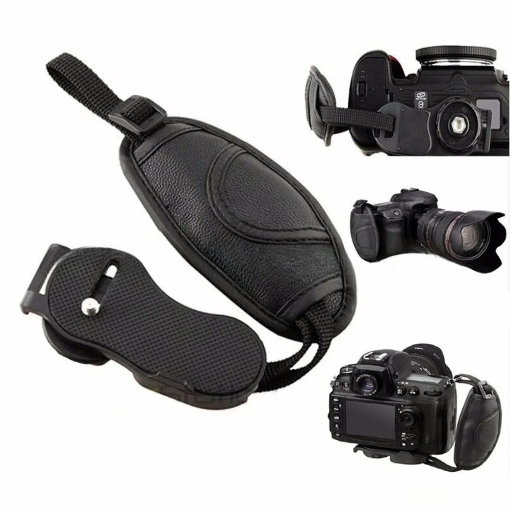 유니버설 미러리스 DSLR 카메라용 프리미엄 PU 가죽 미끄럼 방지 핸드 그립 컴포트 손목 스트랩 사진 액세서리
