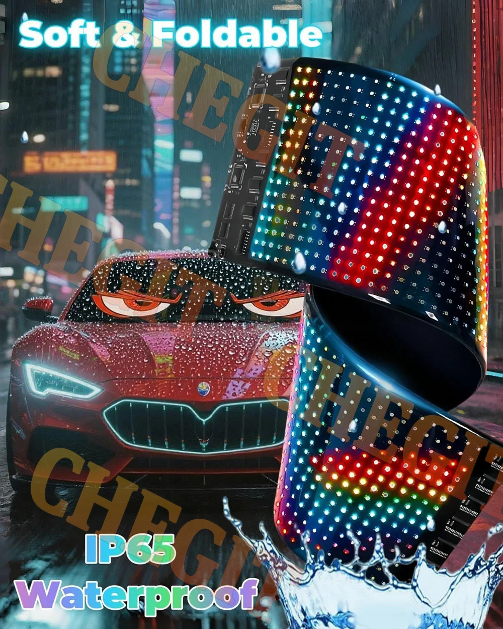 2025NEW AI Voice Demon Eyes Car LED Logo APP LED Matrix Pixel Panel DIY Programmable Flexible LED Display Golf Car Accessorie