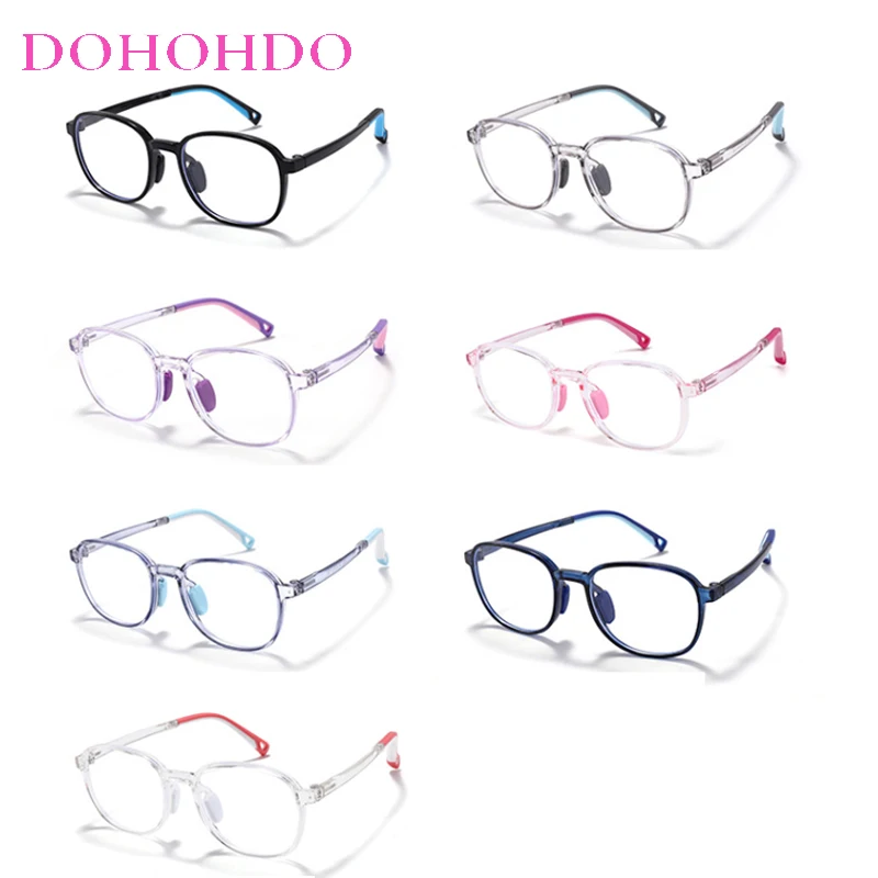 Kids Anti Blue Light Glasses Silicone Nose Pads Round TR90 for Ipad Tablet Handphone Gaming Computer Eye Care UV400