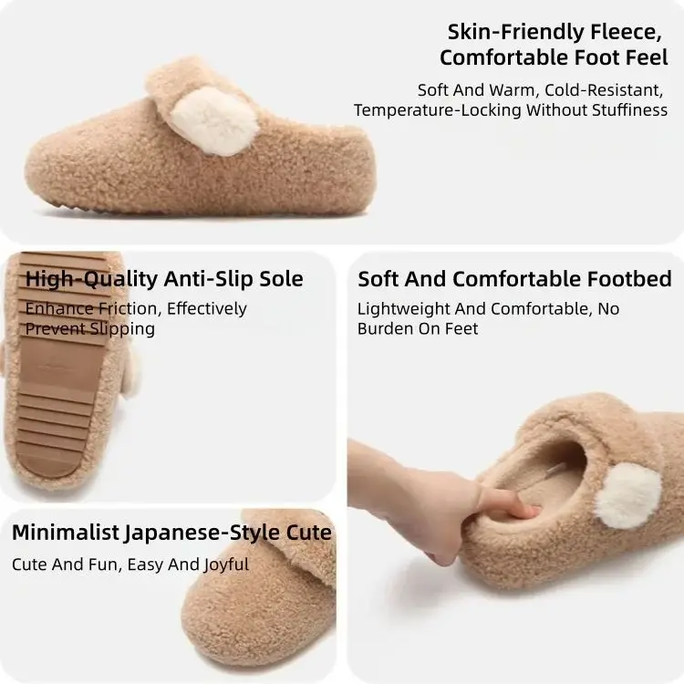 Adorable Cat Paw Home Cotton Slippers Women Winter Japanese Minimalist Warmth Non-Slip Outdoor Wearable Fur Shoes Soft 6