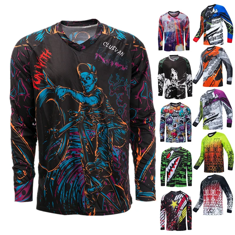 

Summer mtb Bike Jersey Men Long Sleeve Motocross Shirt Offroad Motocycle Clothes Downhill Cycling Jersey DH Dirt Bicycle Jersey