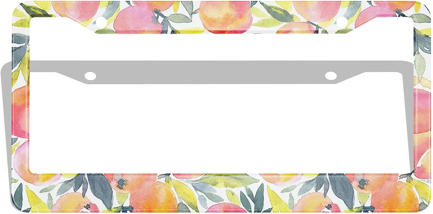 

Рамки для номерного знака акварельные персики стильные фрукты красочные фрукты чехол для номерного знака для мужчин женщин автомобильные аксессуары 12x6 дюймов
