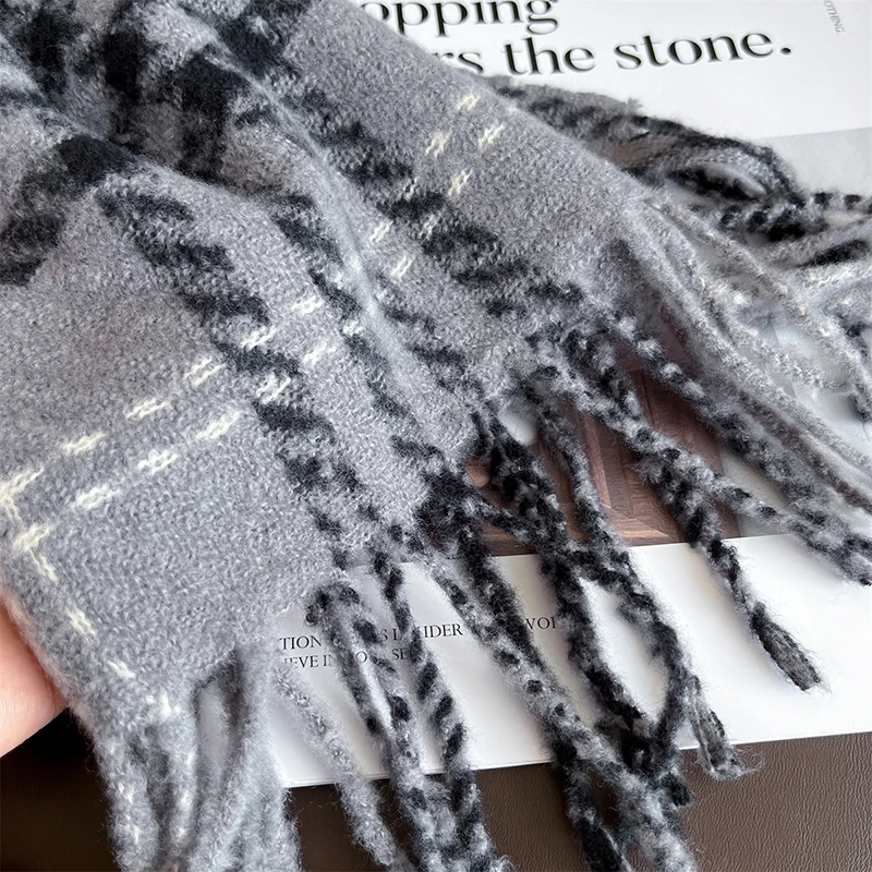 Kaschmir Warmer Schal für Frauen Luxusmarke Design Winter Männer Schal Wrap 2025, Plaid Weibliche Quaste Decken Poncho Echarpe Stola – Detail 9