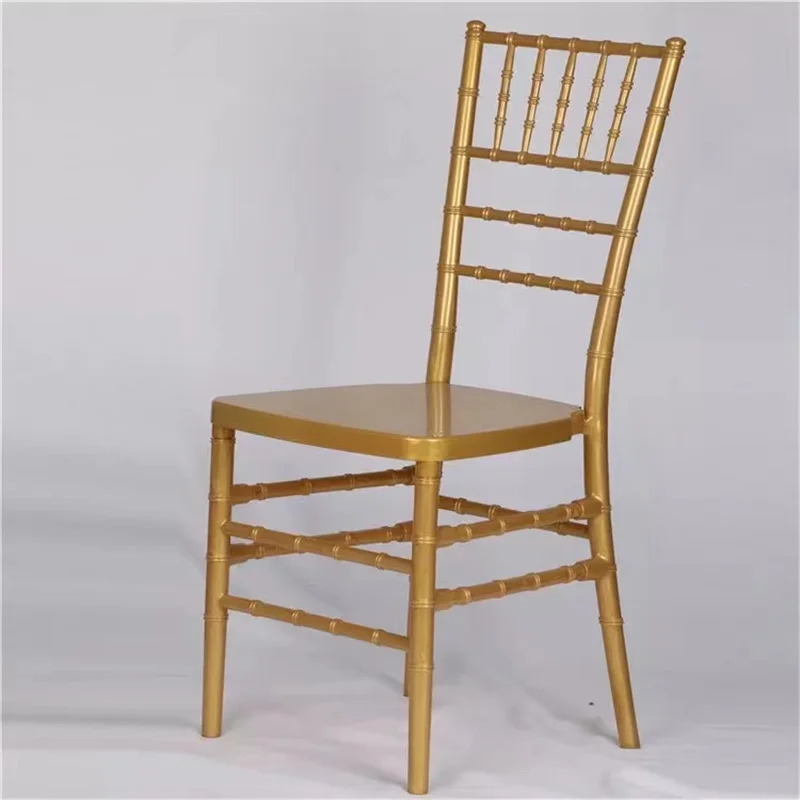 100 Pcs Wholesale Gold Tiffany Resin Plastics Material Detachable Chiavari Chair For Wedding Banquet Hotel Dining Chair