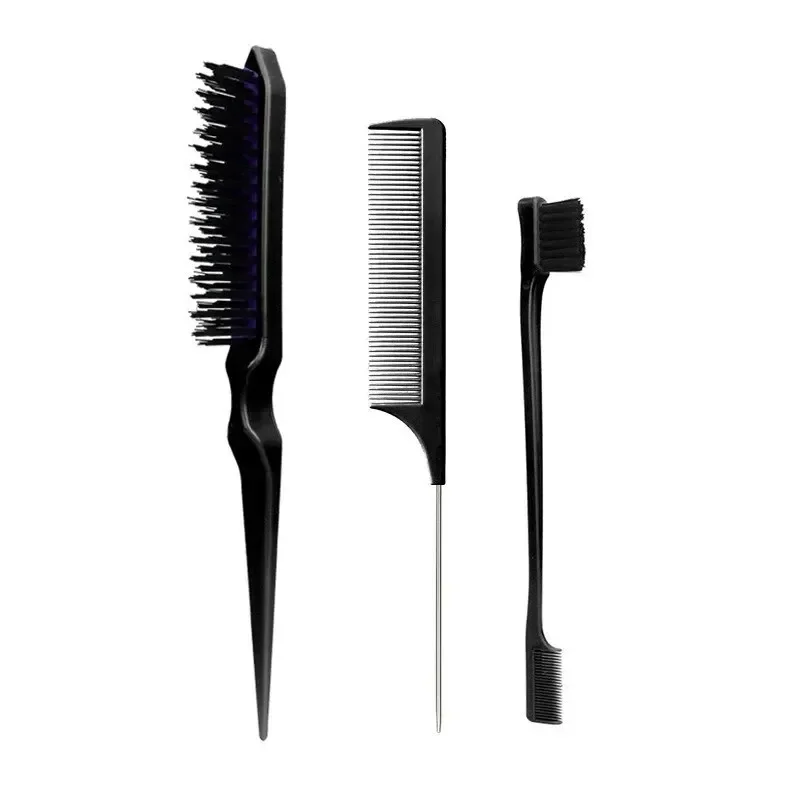 Needle Mouse Hair Brush Set Sharp-tail New Three-piece Comb Three-row Hair Comb Steel Tail Comb Toothbrush Eyebrow Brush Tool
