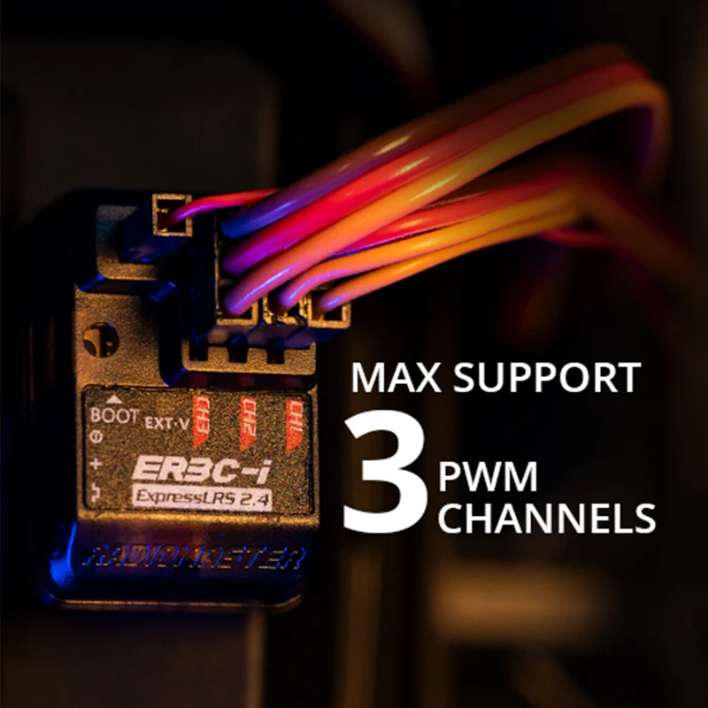 재고 라디오마스터 ER3C-i ExpressLRS 2.4GHz PWM 리시버, ER3Ci 2.4G 3CH ELRS RX 내장 안테나, RC FPV 자동차 보트 트럭용