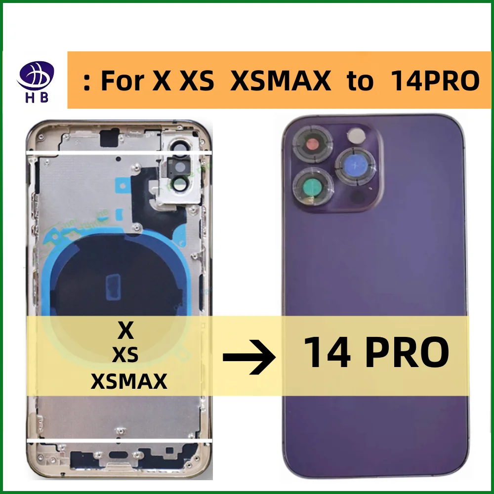 

For iPhone X XS XSMAX ~ 14 Pro rear battery midframe replacement X case like 14PRO XS to 14 PRO frame X XS MAX to 14PRO Housing