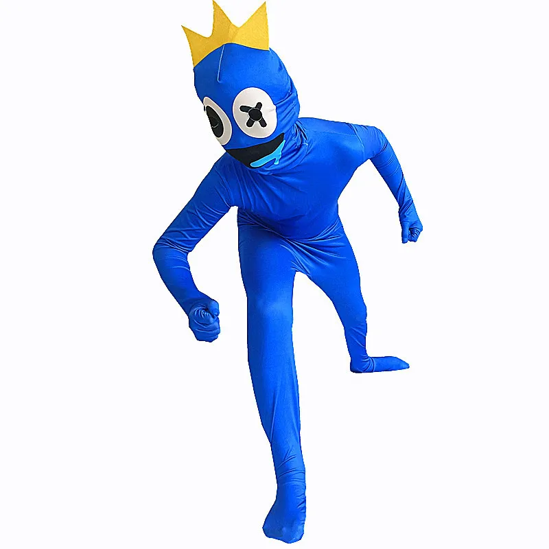 Disfraz de Halloween 2024 de R-Rainbow Friends para niños, disfraz de monstruo azul Wiki, juego de terror, mono, disfraz de fiesta de cumpleaños de Canival