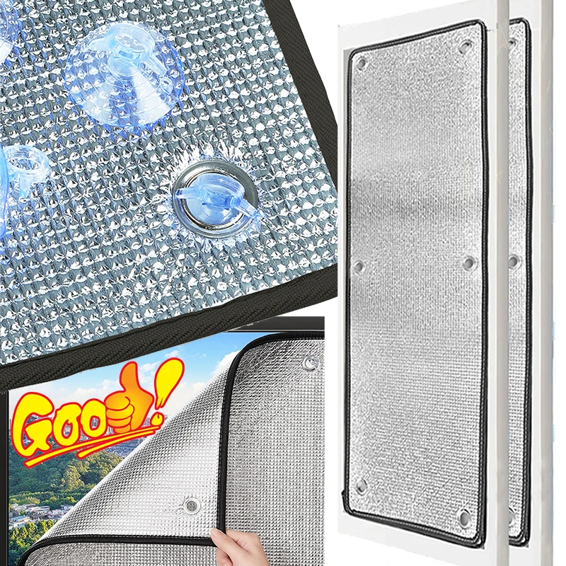 Window Sun Shade Film Total Blackout Insulation Privacy Protector Pad Nail-free Roller Blinds Suction Cup Curtain Aluminum Foil
