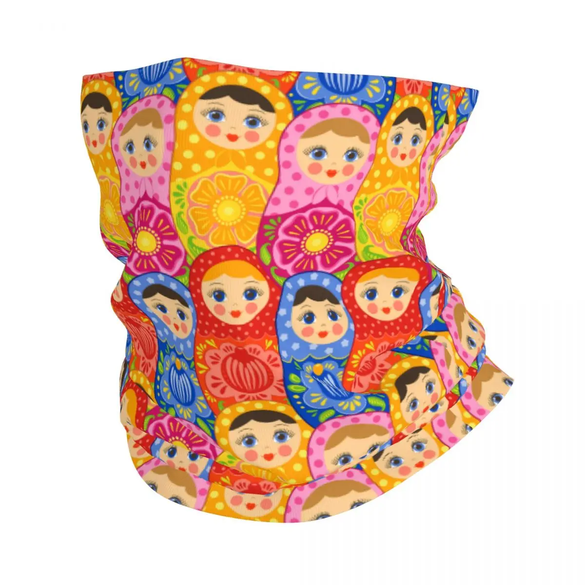 

Matryoshka Russian Doll Pattern Bandana Neck Gaiter Printed Cartoon Plaid Balaclavas Wrap Scarf Multi-use Headwear Running
