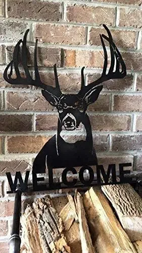 

Iron Crafts, Welcome Whitetail Deer Buck Metal Wall Art Sign for Home Cabin Decor