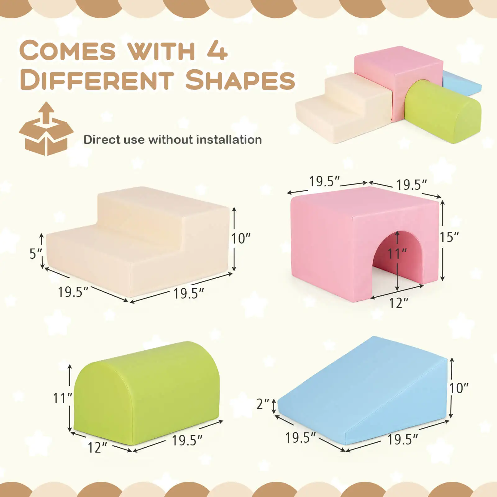 Kids Climb and Crawl Activity Playset Blocks w/ Waterproof PU Cover EPE Foam 2