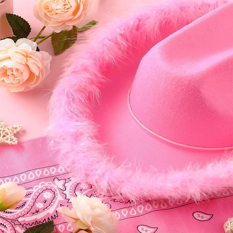 Brim Hat Pink Cowboy Hat Costume Girls Cowgirl Hats For Kids Ages