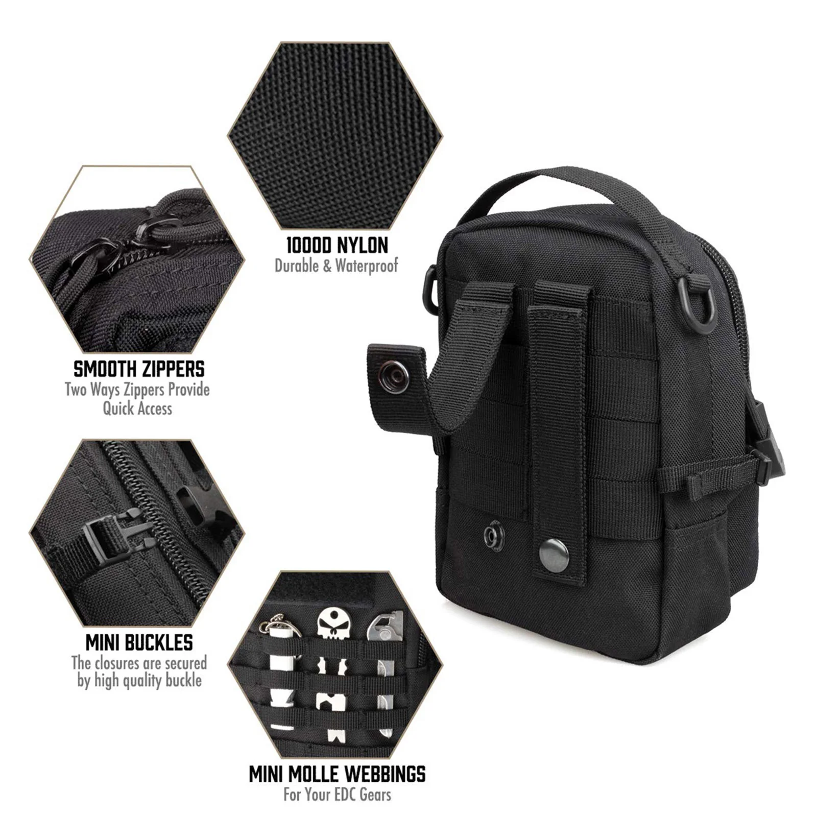 Compact Polyester Tactical Waist Bag for Hiking and Camping