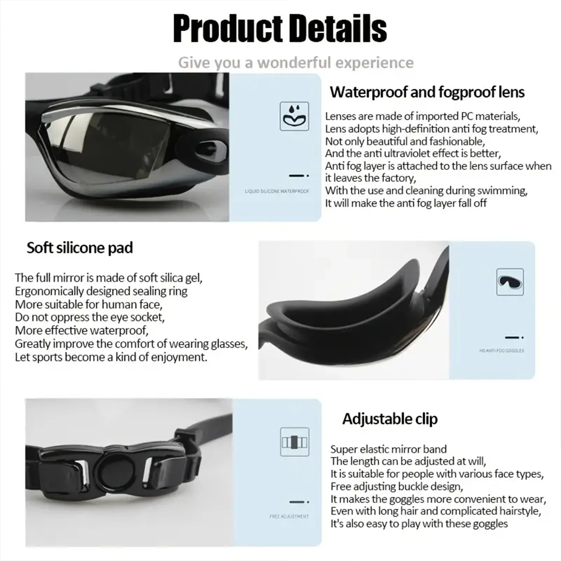 1Pcs Electroplated Adult Swimming Goggles Set, Anti-Fog and Waterproof Swimming Goggles Equipment, High-Definition, Anti-Fog Lenses - Leak-Proof, Uv-Proof 5