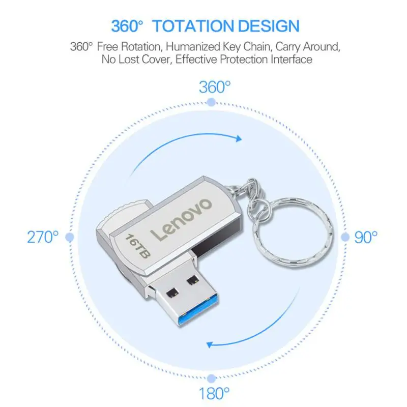 Lenovo USB 3.0 metal pen drive 16TB 8TB 4TB high speed flash drives pendrive portable usb memoria stick type-c adapter pen drive