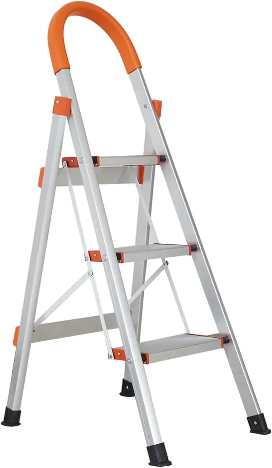 Portable 3 Step Ladder, 330lbs Capacity Sturdy Aluminum Lightweight Folding Step Stool with Wide Anti-Slip Pedals & Handle