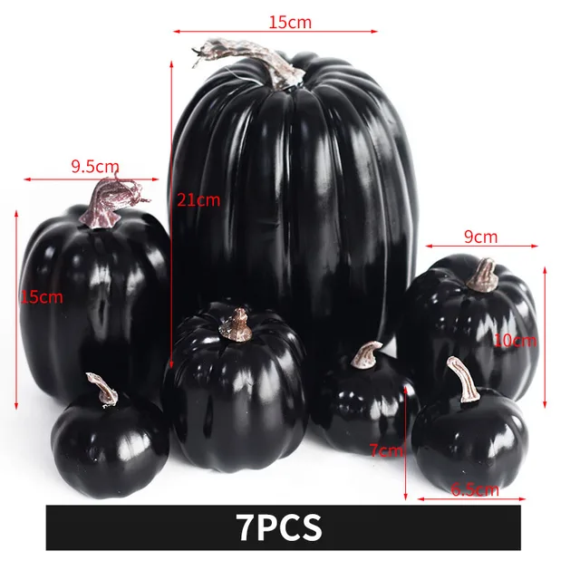 7pcs Halloween Artificial Pumpkin Set – Orange Foam Pumpkins for Outdoor & Indoor Table, Porch, and Fall Festival Decoration 4