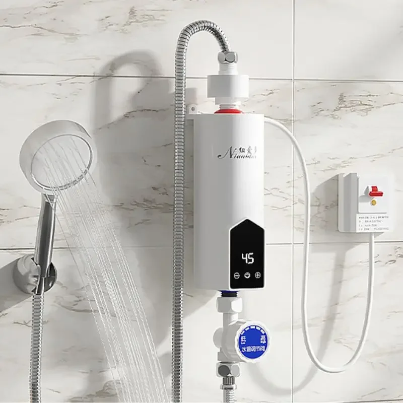 เครื่องทําน้ําอุ่น Tankless ไฟฟ้า, เครื่องทําน้ําอุ่นทันทีขนาดเล็กพร้อมจอแสดงผล LCD สําหรับห้องอาบน้ําฝักบัวห้องน้ําห้องครัวซักผ้า 1