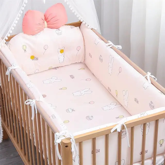 Newborn Cotton Breathable One-piece Bed Bumper Removable Washable Children Bedding Set Four Seasons Universal Cartoon CribBumper 2