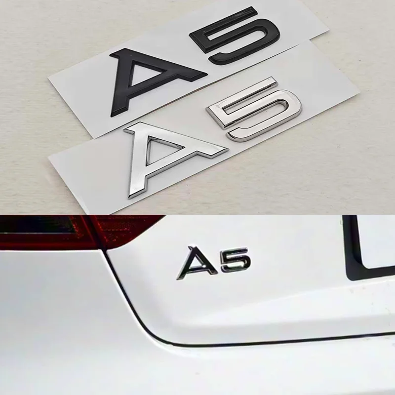 3D ABS 자동차 문자 로고 A5 Q5 리어 트렁크 배지 스티커 엠블럼 데칼 아우디 Q5 A5 자동차 테일 액세서리