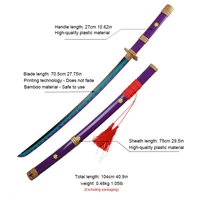 104cm Roronoa Zoro Katana Japanese Anime Character Cosplay Weapons Props Bamboo Blade Toy Sword with Belt and Sword Holder 2