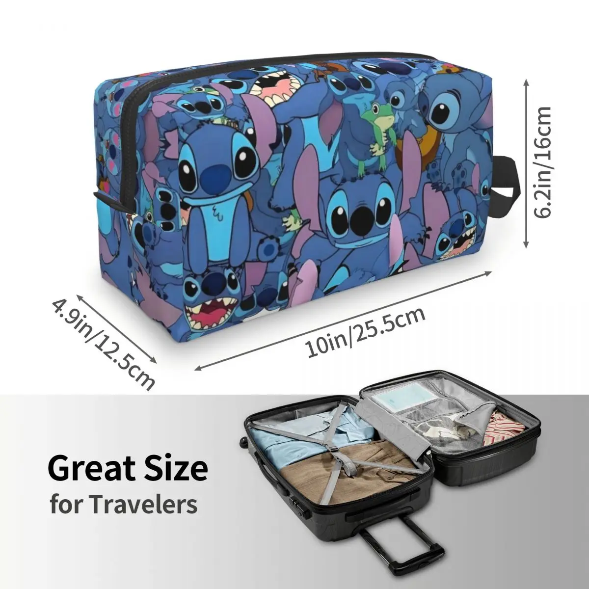 Custom Anime Stitch Pattern Toiletry Bag for Women Disney Cosmetic Makeup Organizer Lady Beauty Storage Dopp Kit Box 4