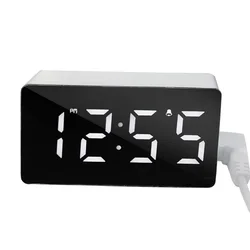 Smart LED Alarm Clock with Temperature Display and Dual Alarm Snooze (White)