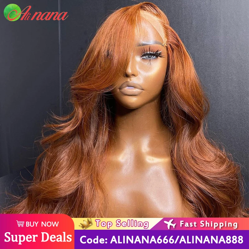 

HD 13x6 Lace Front Wig 12A Body Wave Ombre Orange Ginger Brown Colored Pre-Plucked 13x4 Lace Frontal Human Hair Wigs For Women
