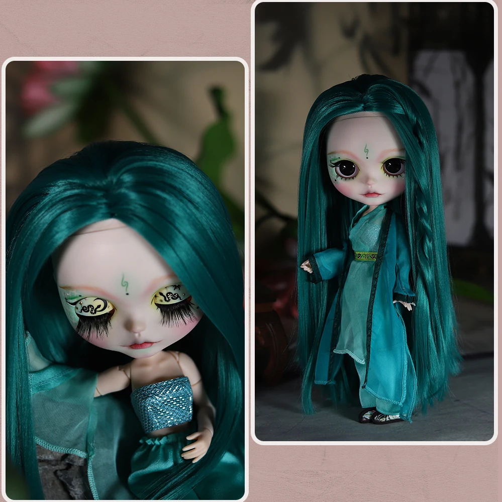 Michelle – Premium Custom Neo Blythe Doll with Green Hair, White Skin & Matte Cute Face 2