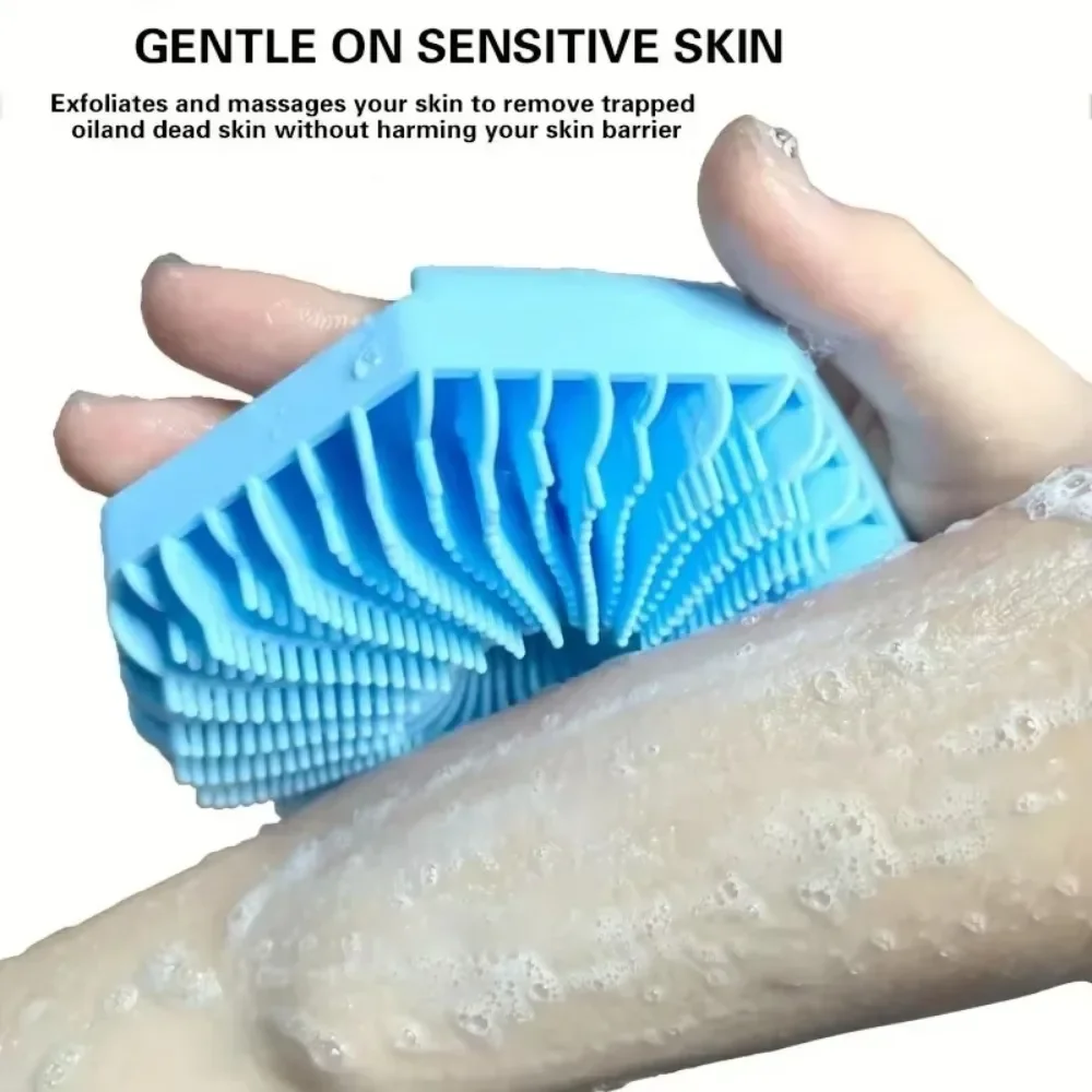 2025 Silicone Body Brush Showering Foam Shower Exfoliating Bath Massage Brushe Polygonal Handheld Body Scrubber Skin Cleaning 2