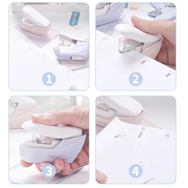 미니 스테이플리스 스테이플러, 책 종이 스테이플링 스테이플러, 스테이플러 없음, 스테이플러, DIY 종이 바인딩, 학교 사무용품, 안전한 휴대용