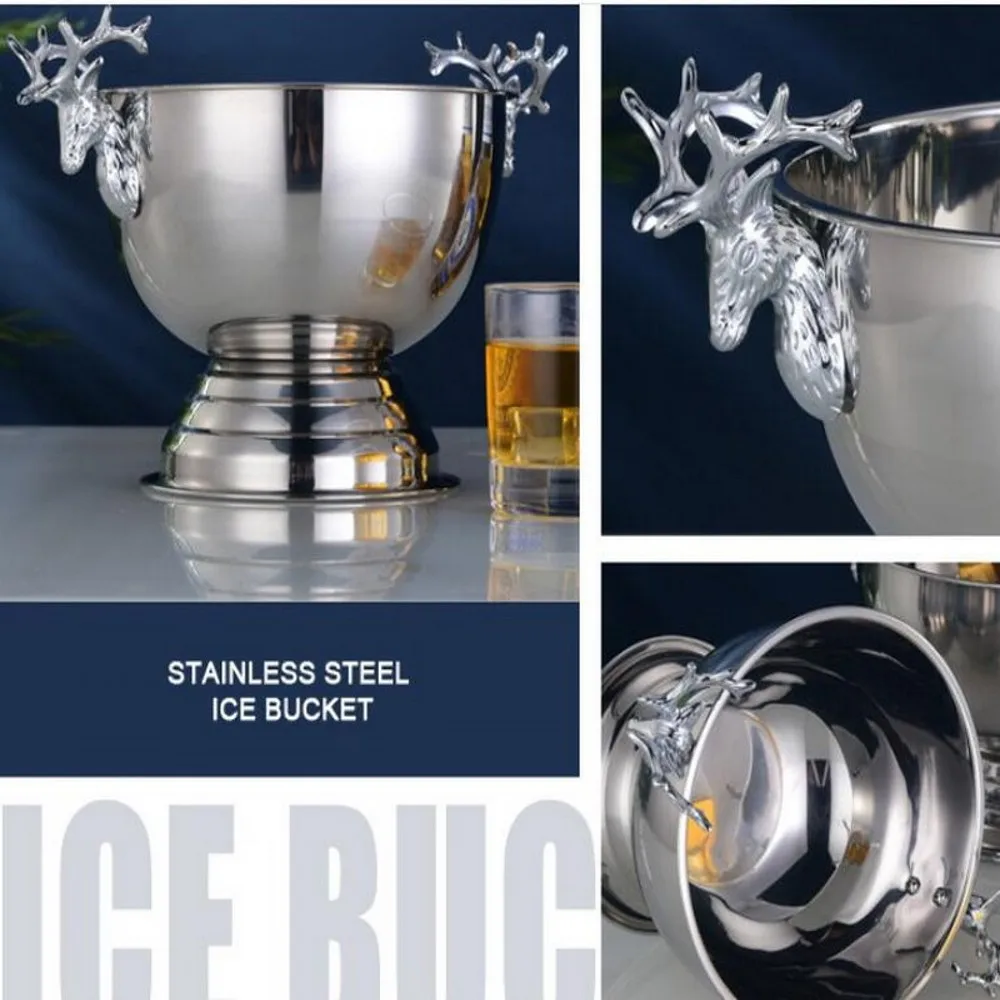 New Deer Ear Ice Bucket Stainless Steel Gold Silver Champagne Wine Bottle Holder For Home Party Bar Nightclub