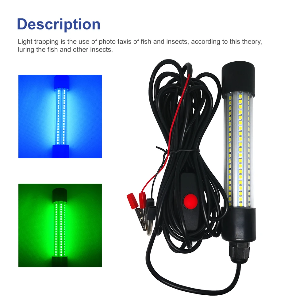 

1200LM LED Submersible Fishing Night Light Underwater Fish Lure Bait Finder Lamp