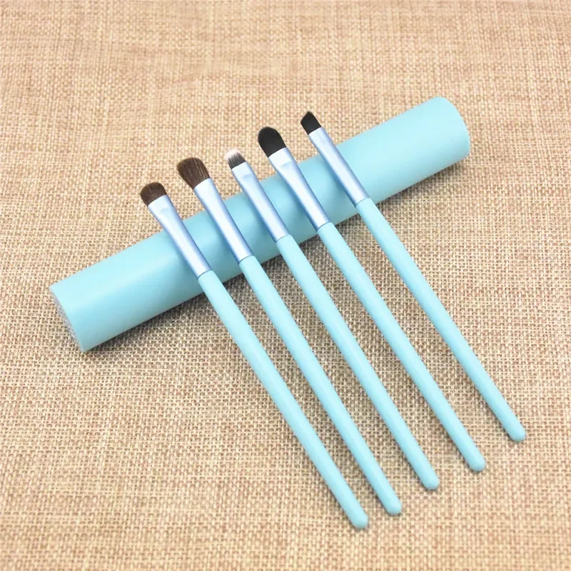 5pcs Pony Hair Eye Shadow Concealer Lip Brush Set Horsetail Makeup Tools Simple Version Brush Cover Portable