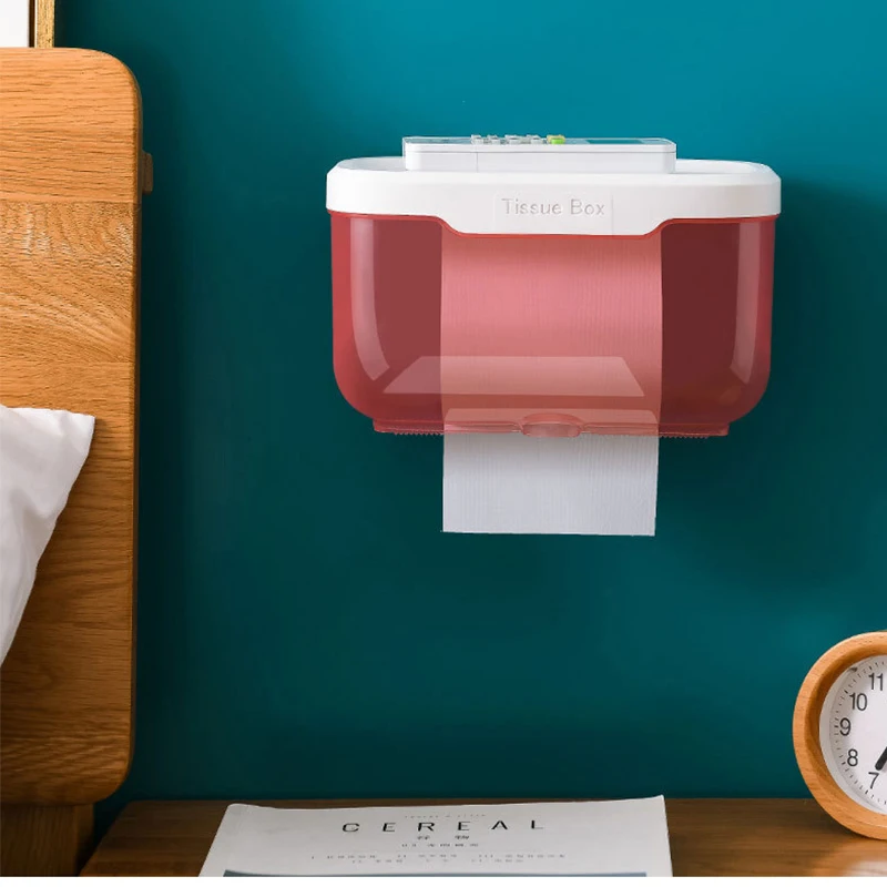 Toilet Paper Holder Punch-free Toilet Paper Holder Box Waterproof Storage Toilet Paper Storage Rack Towel Kitchen Bathroom Box