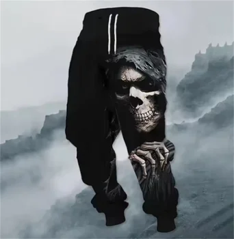 Autunno Inverno Nuovi Pantaloni Moda 3D Motivo geometrico Stampato Pantaloni sportivi da uomo Allentati Casual Tasca con coulisse Pantaloni sportivi 1