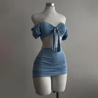 Carly Puff Sleeve Strapless Skirt Set 3