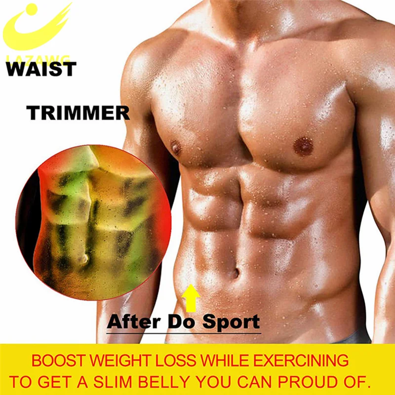 Men LAZAWG Waist Trainer Neoprene Body Shaper Sauna Sweat Belly Slimming Corsets Burner Workout Stomach Fitness Trimmer Belt