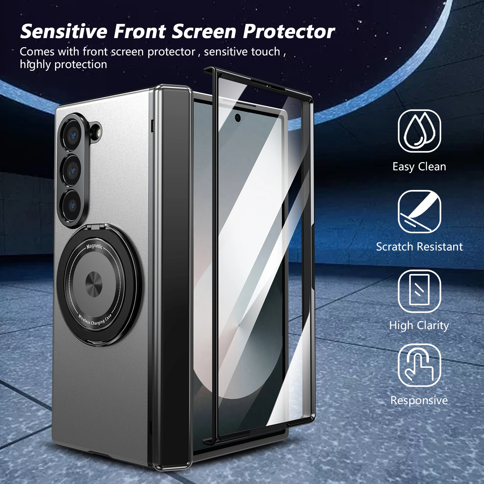 MagSafe Magnetic Bracket Protective Folding Case with Screen Glass Film