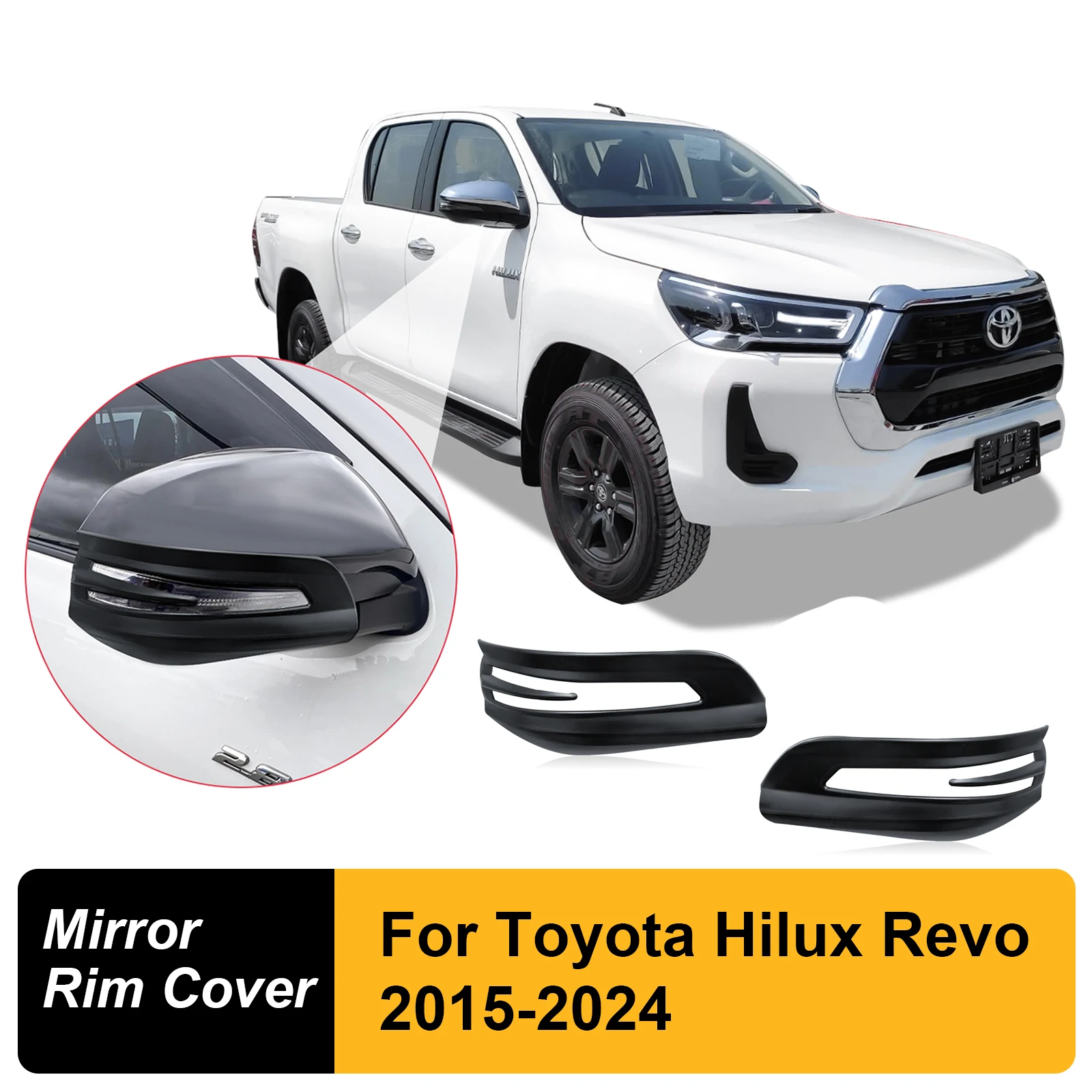 

2PCS ABS Side Mirror Trim Strip Fit For Toyota Hilux Revo 2015-2024 Year All Models 4X4 Car Accessories Matte Black Car Styling