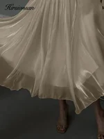 Hirsionsan Satin High Waist Skirts Women 2024 New Soft Smooth Silk Office Lady Basic Midi Skirt Chic Elegant Glossy Long Skirt - Image 4