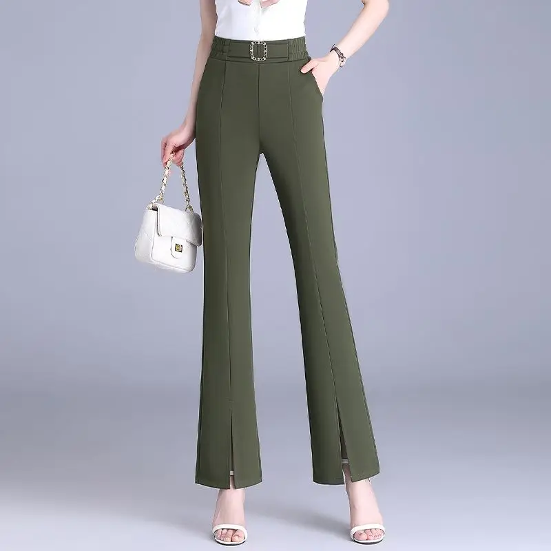 Fashion Temperament Versatile Summer Casual Open Micro Flare Suit Pants Women's Solid Elastic High Waist Pocket Straight Trouser - AliExpress 200000345 Fashion Temperament Versatile Summer Casual Open Micro Flare Suit Pants Women's Solid Elastic High Waist Pocket Straight Trouser - AliExpress 200000345