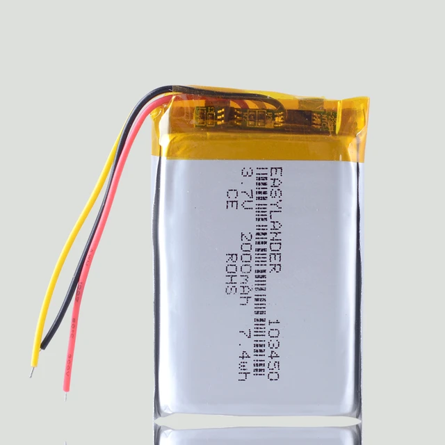 3 line 3.7V lithium polymer battery 103443 1800MAH for Game Machine MP3  Player GPS navigator Drift Stealth 2 action camera - AliExpress