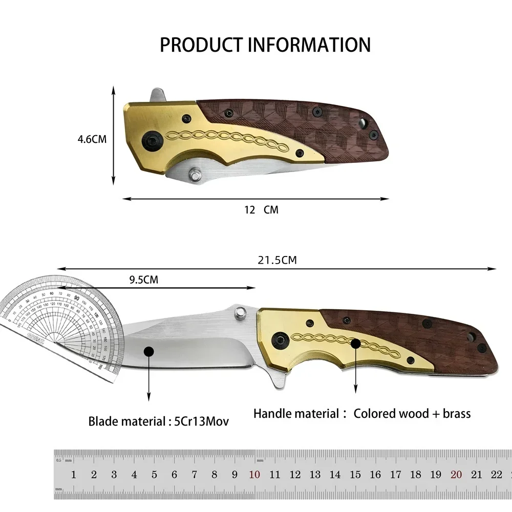 Brass & Wood Folding Pocket Knife 6