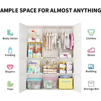 Kids Closet Baby Wardrobe Dresser for Kids Bedroom Nursery Armoire Clothes Hanging Closet with Doors, Pink, 8 Cubes 6