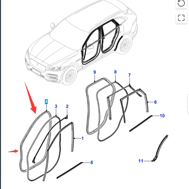 T4A41283 T4A36071 T4A17832 T4A1221 FRONT RIGHT/LEFT SIDE DOOR BODY WEATHERSTRIP SEAL FOR JAGUAR