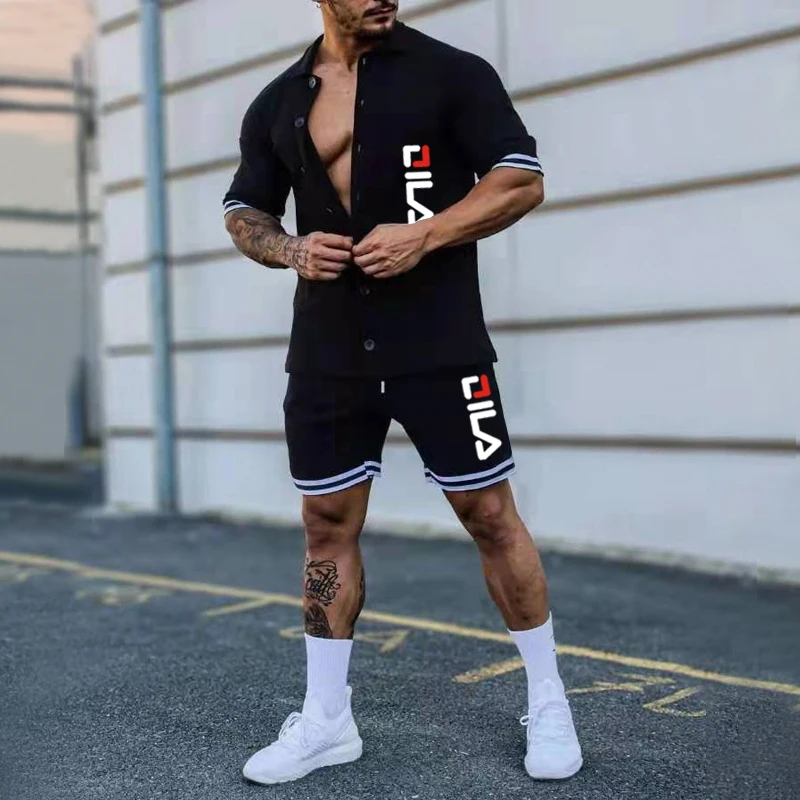 Zomer Mannen Nieuwe Effen Kleur Revers Button Down Sport Korte Mouwen