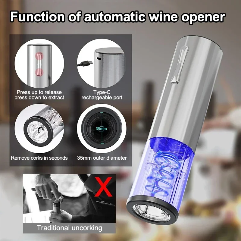 Electric Wine Bottle Opener Aerator Automatic Red Wine Corkscrew Rechargeable Opener Wine Lover Kitchen Gadgets 3 Electric Wine Bottle Opener Aerator Automatic Red Wine Corkscrew Rechargeable Opener Wine Lover Kitchen Gadgets 3